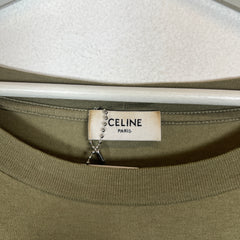 Celine Khaki Green Logo T-Shirt Size XXL