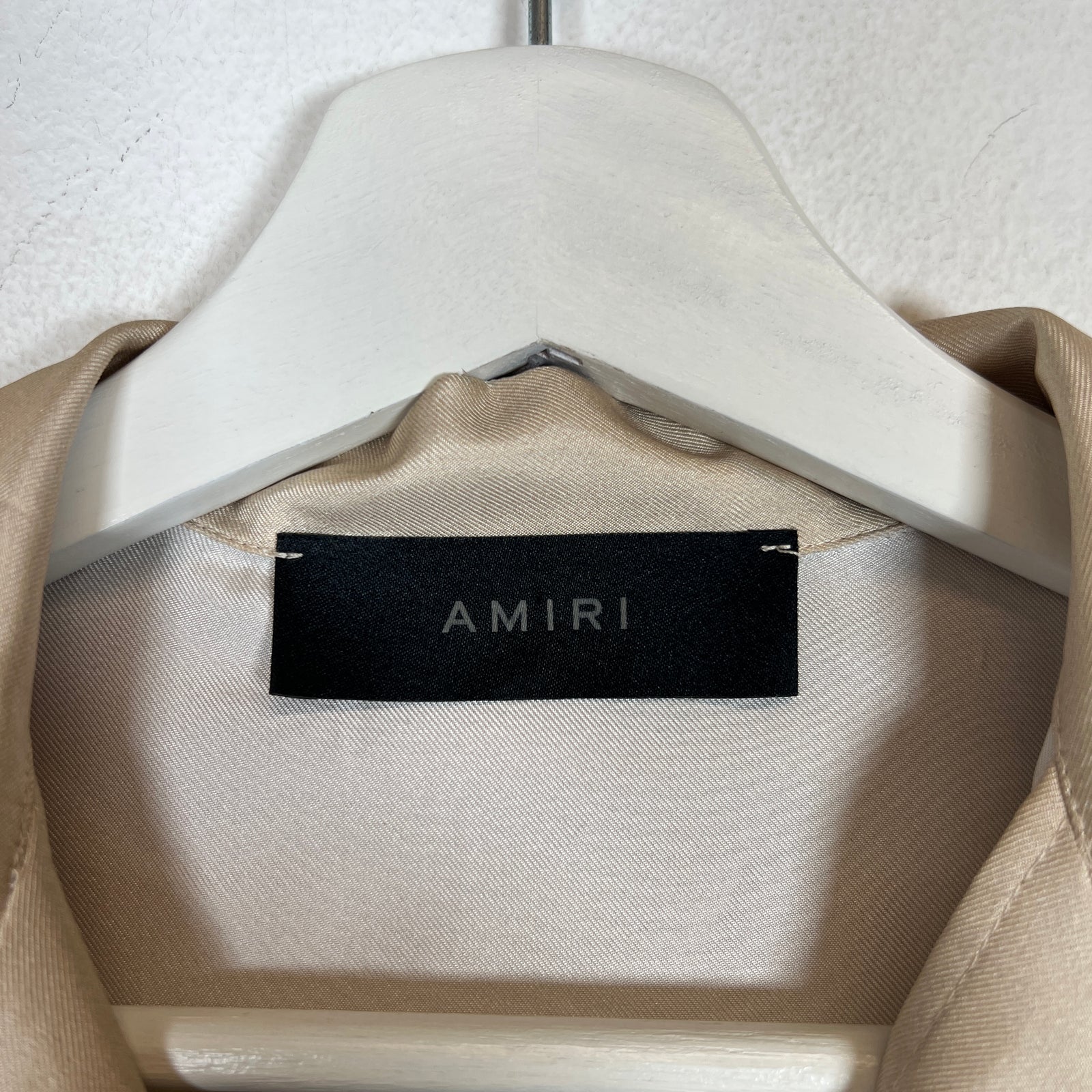 Amiri Beige Fortune Silk Long Sleeve Button-Up Shirt Size S