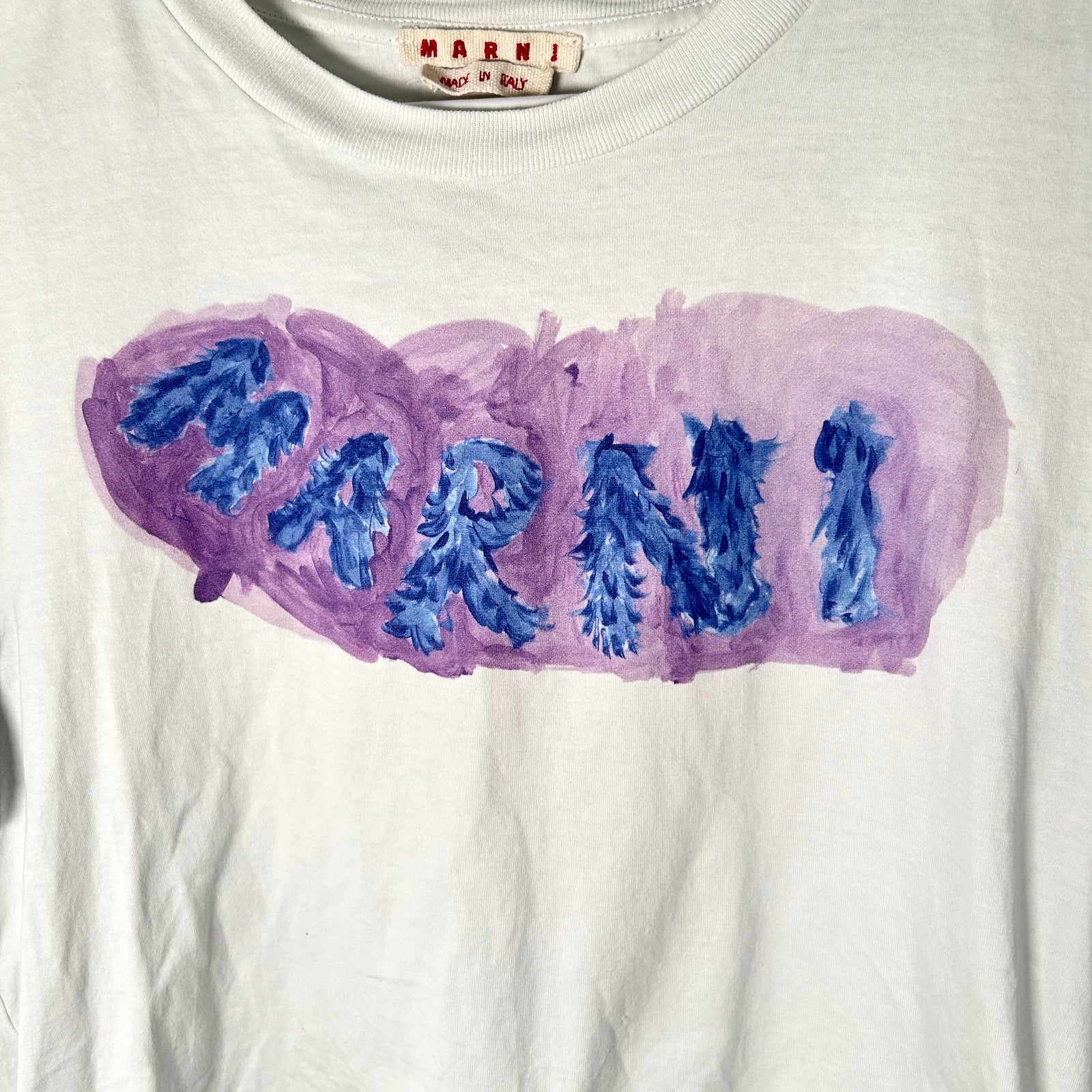 Marni White Watercolor Logo T-Shirt Size M