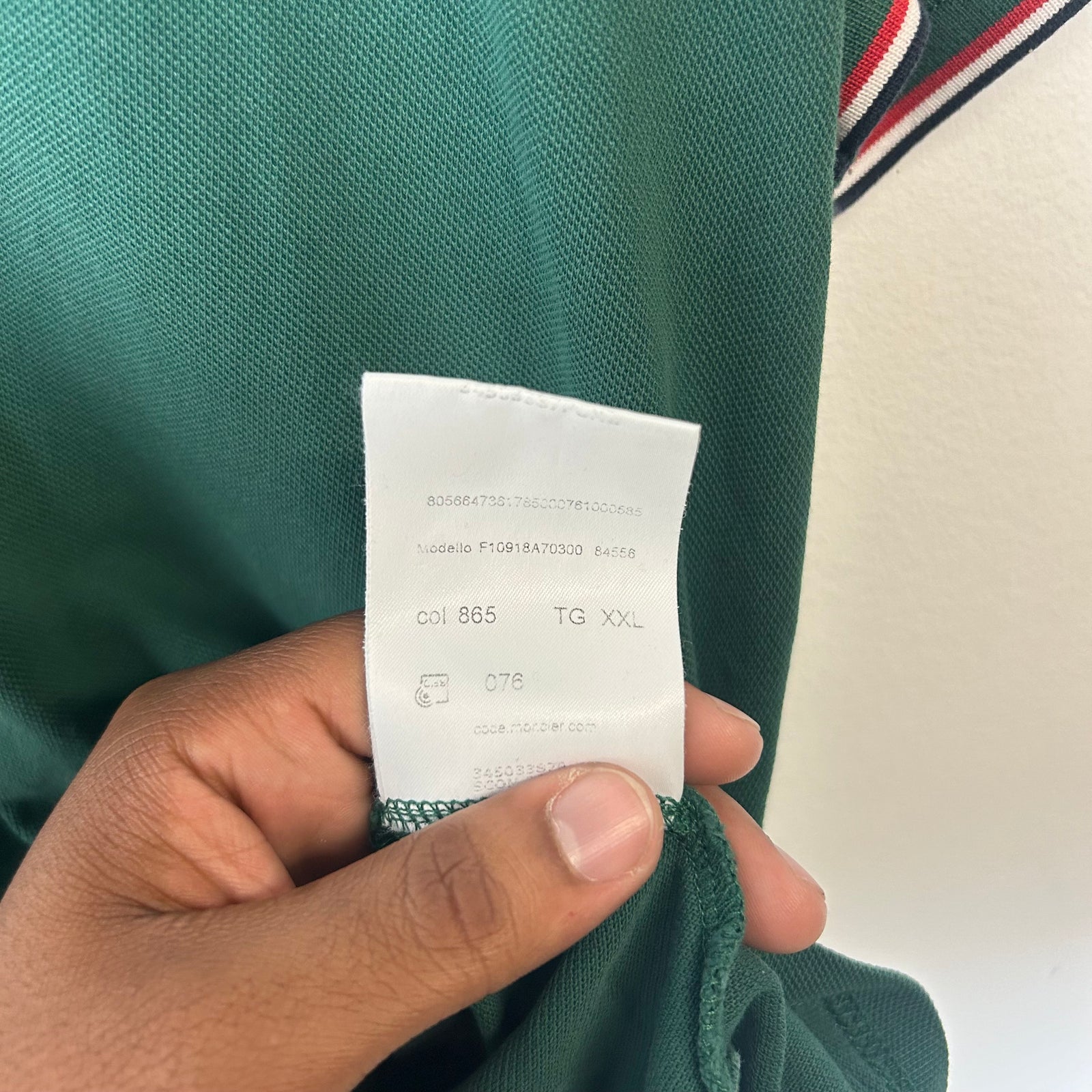 Moncler Green Maglia Polo Shirt Size L