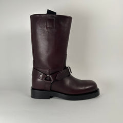 Burberry Saddle Harness Burgundy Leather Boots Size 42