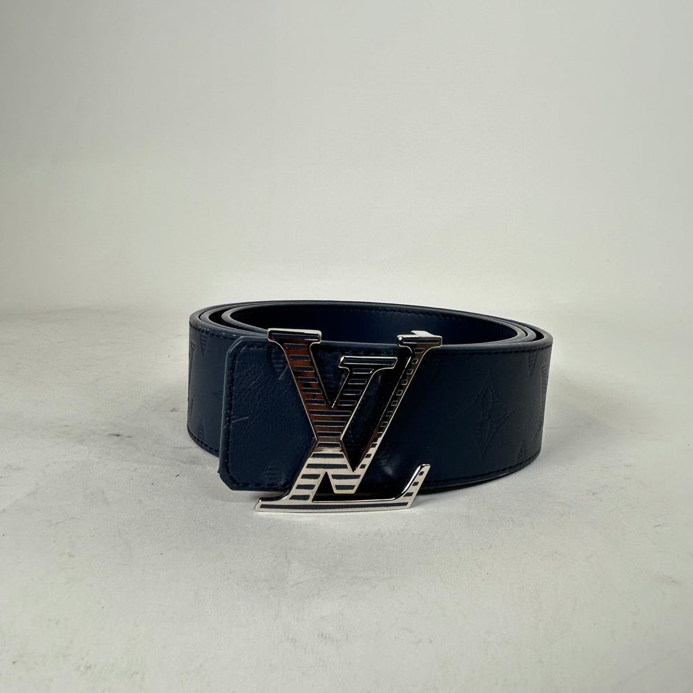 Louis Vuitton Navy Monogram Shadow 40MM Belt Size 95