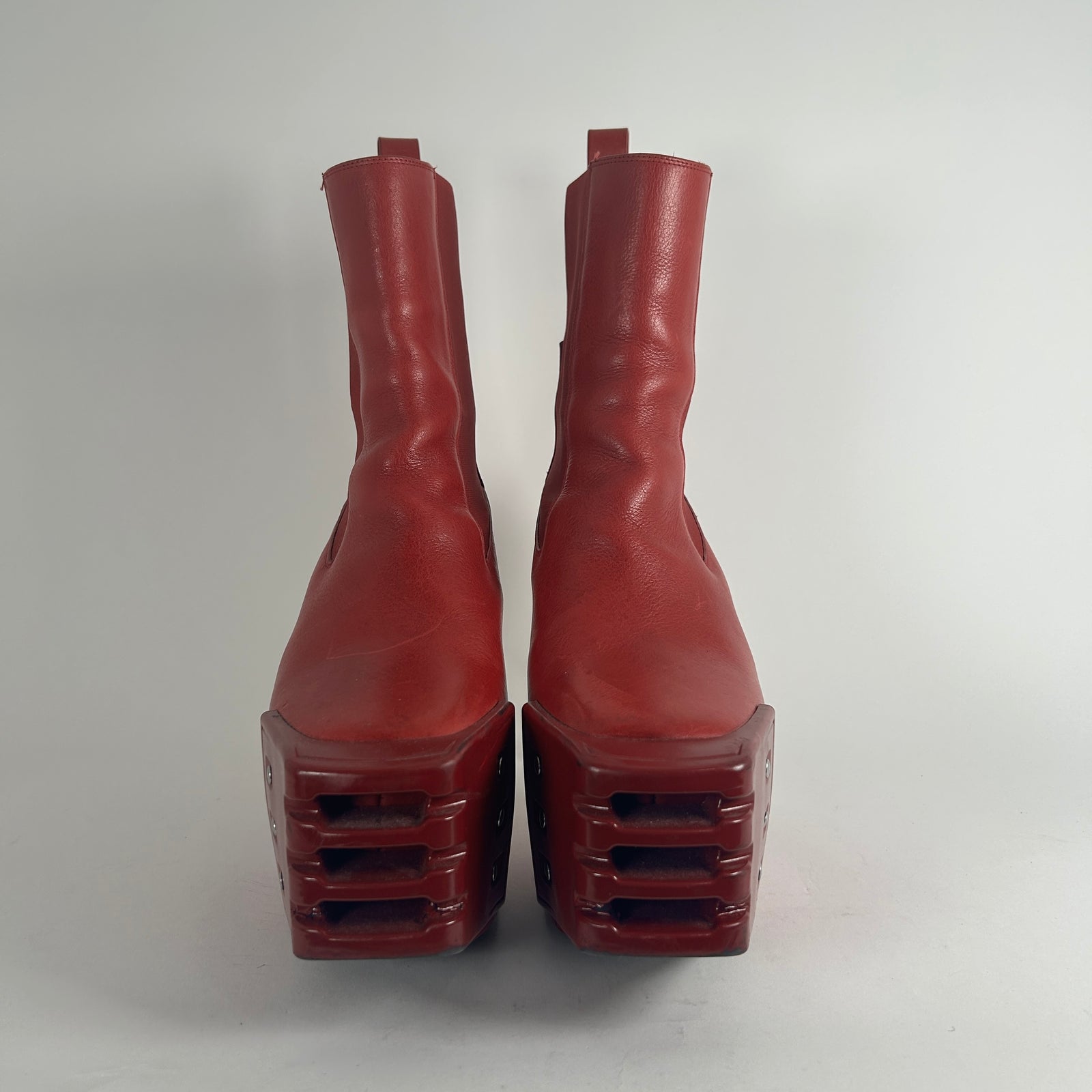 Rick Owens Kiss Heels Red Leather Size 44