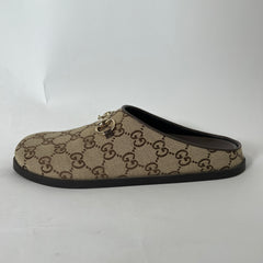 Gucci Beige GG Supreme Horsebit Mules Size 39