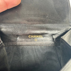 Chanel Black Lambskin Leather Mini Bi-Fold Wallet