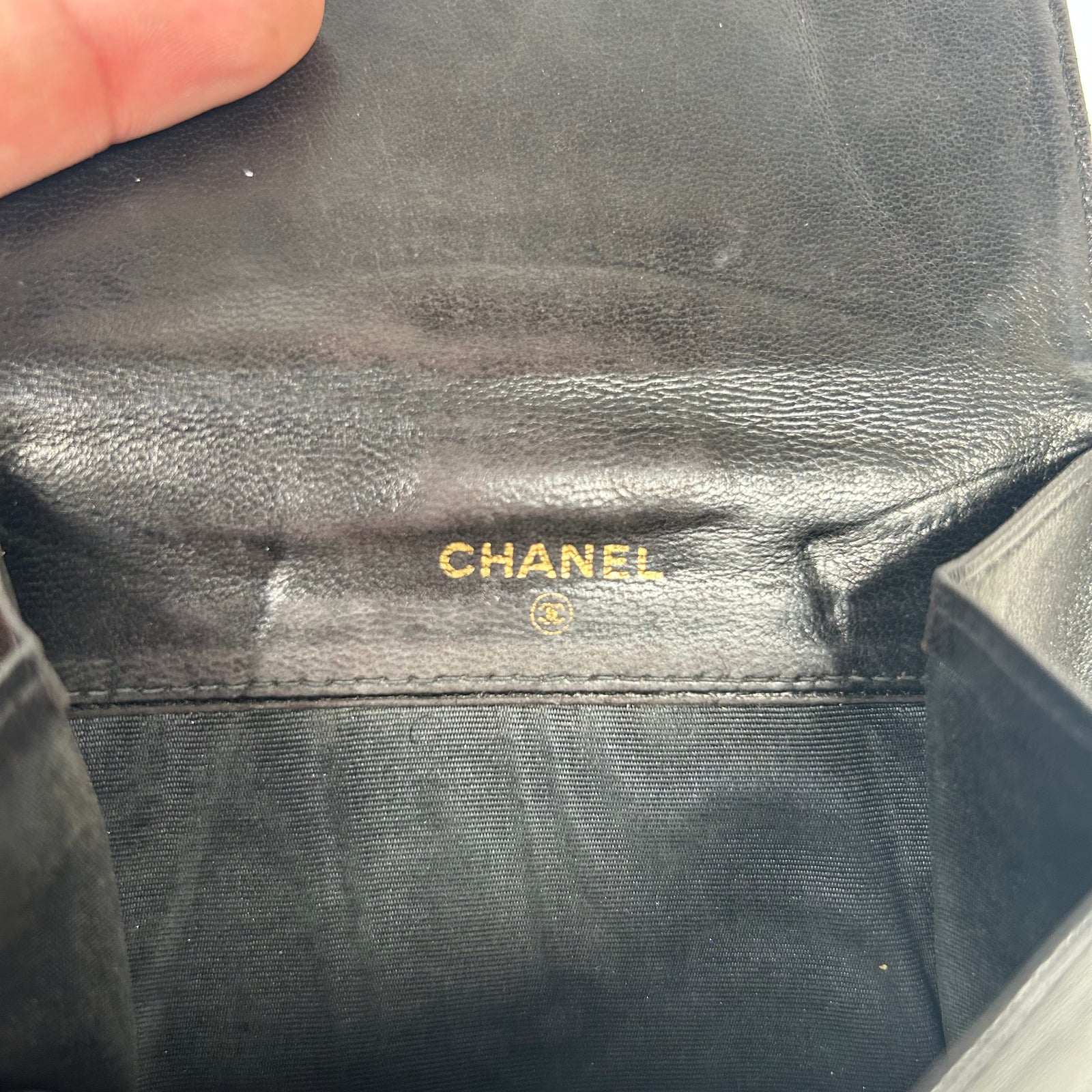 Chanel Black Lambskin Leather Mini Bi-Fold Wallet