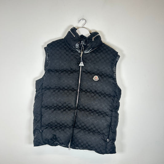 Moncler Black Kita Hooded Jacquard Vest Size 5