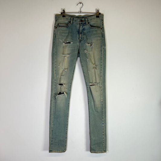 Saint Laurent D05 Blue Knife Cut Denim Jeans Size 27