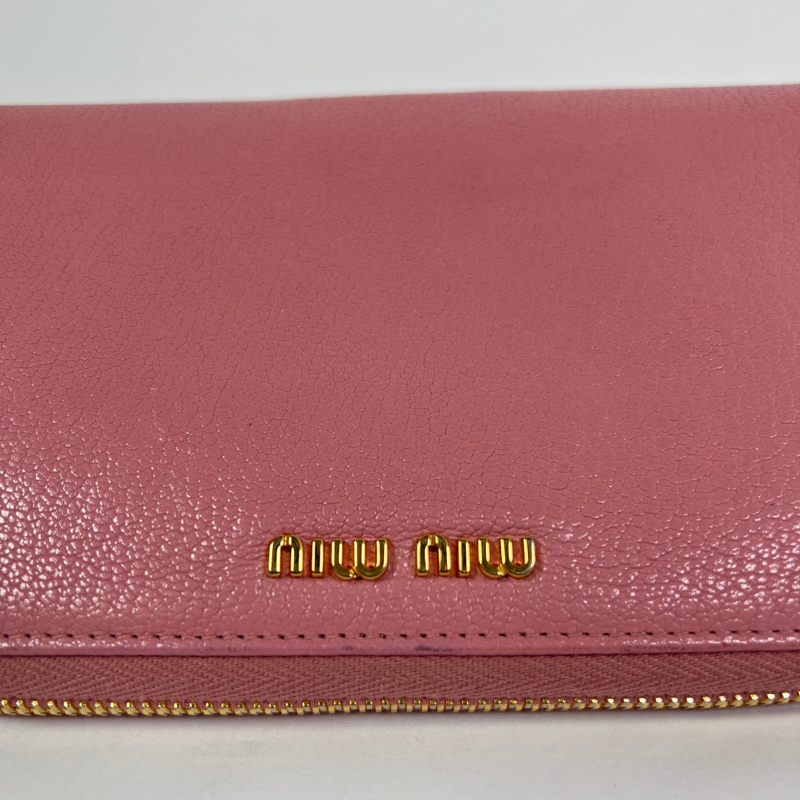 Miu Miu Pink Leather Zip Around Wallet