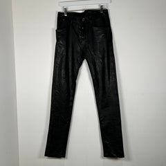 Rick Owens Black Calf Leather Tyrone F/W 22 Strobe Pants Size 46