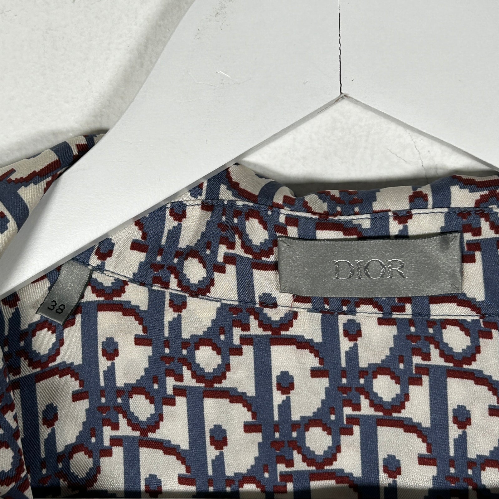 Dior Oblique Monogram Silk Button Up Shirt Size 38
