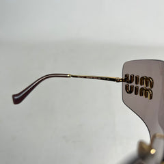 Miu Miu Rose Gold Oversized Rimless Sunglasses