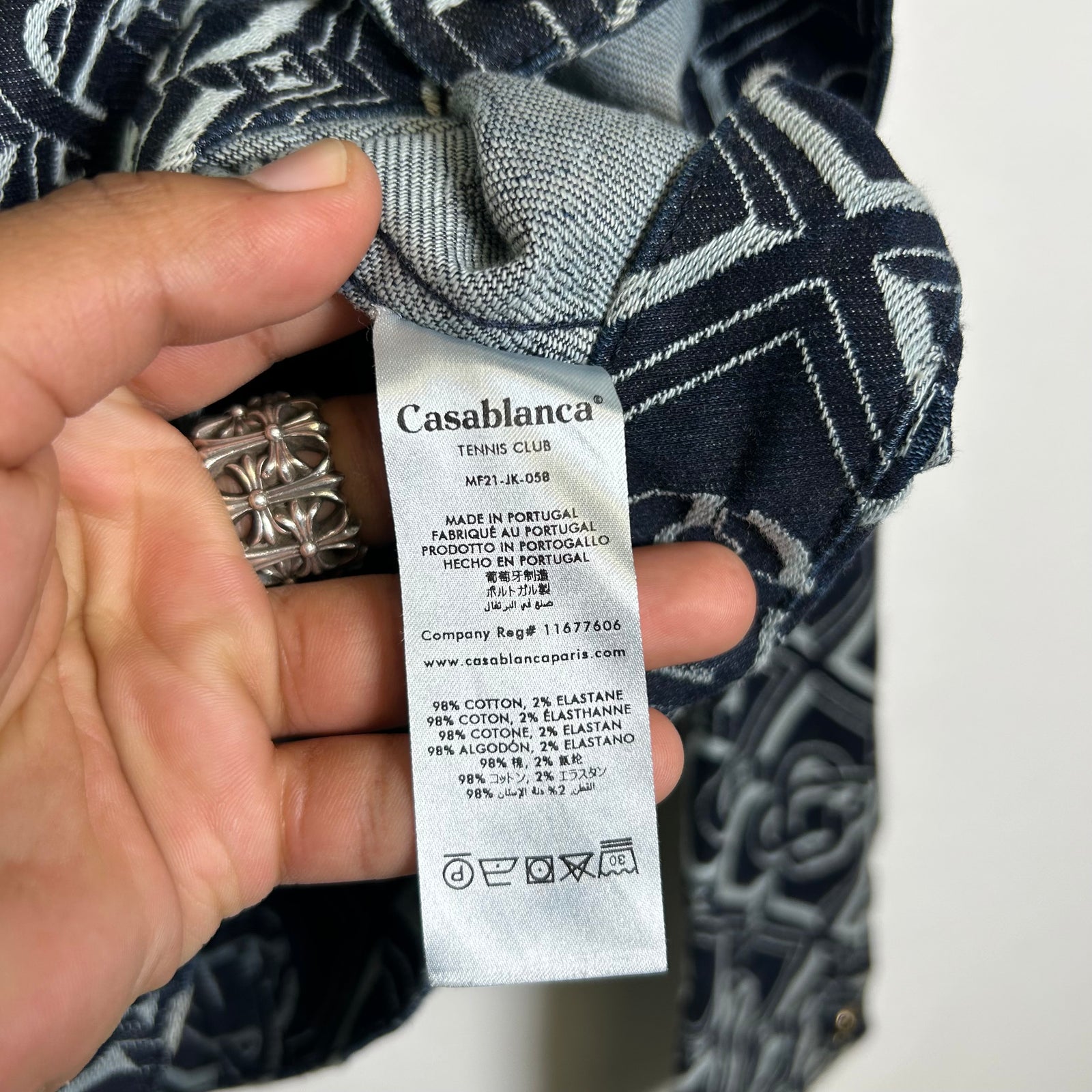 Casablanca Blue Monogram Logo Jacket Size M