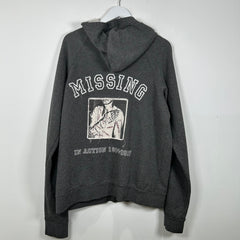 Raf Simons 'Missing In Action' Grey Zip Up Hoodie Size L
