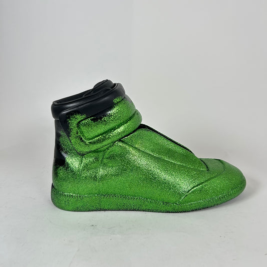 Maison Margiela Green Glitter Gradient High-Top Futures Size 41