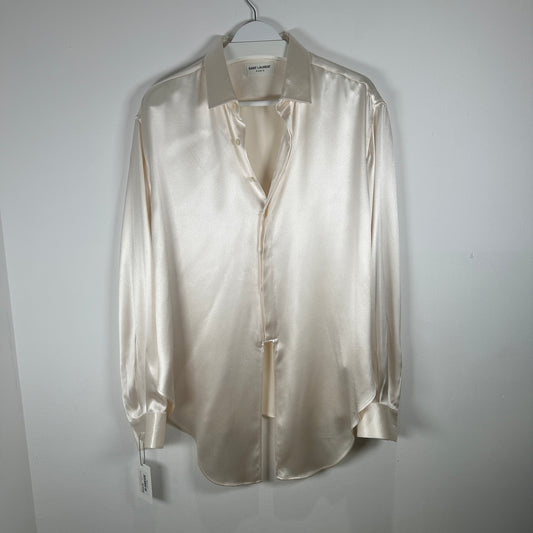 Saint Laurent Paris SS19 Silk Dress Shirt Size L