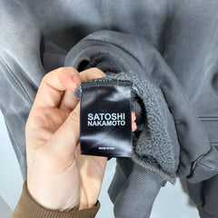 Satoshi Nakamoto Multi Cargo Pocket Faded Distressed Graphic Hoodie Size L