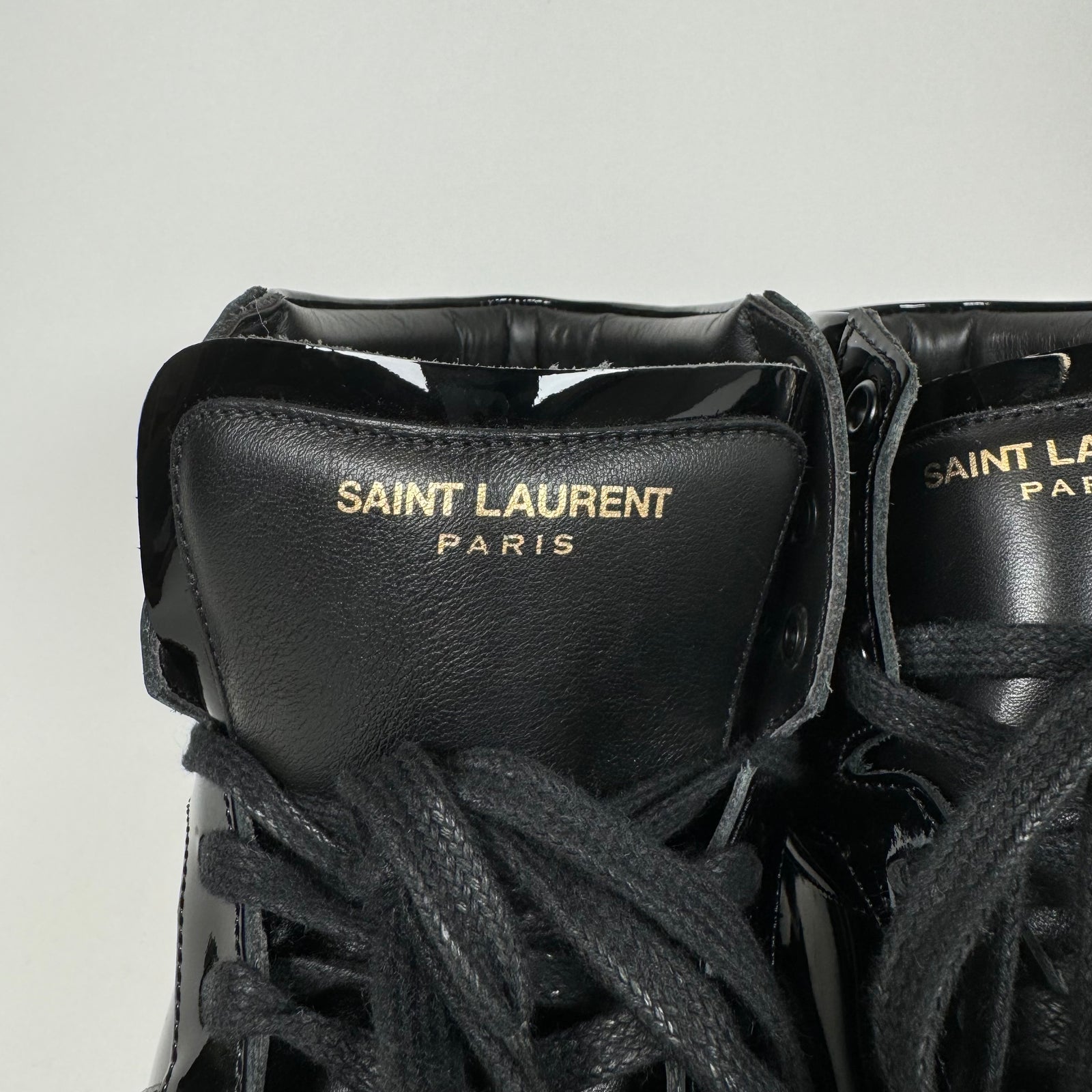 Saint Laurent Black Patent Leather SL/10H Sneakers Size 45
