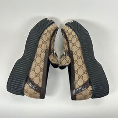 Gucci Beige Horsebit GG Creeper Loafers Size GG 10.5