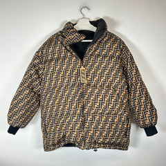 Fendi Brown Reversible Forever FF Monogram Puffer Jacket Size XL