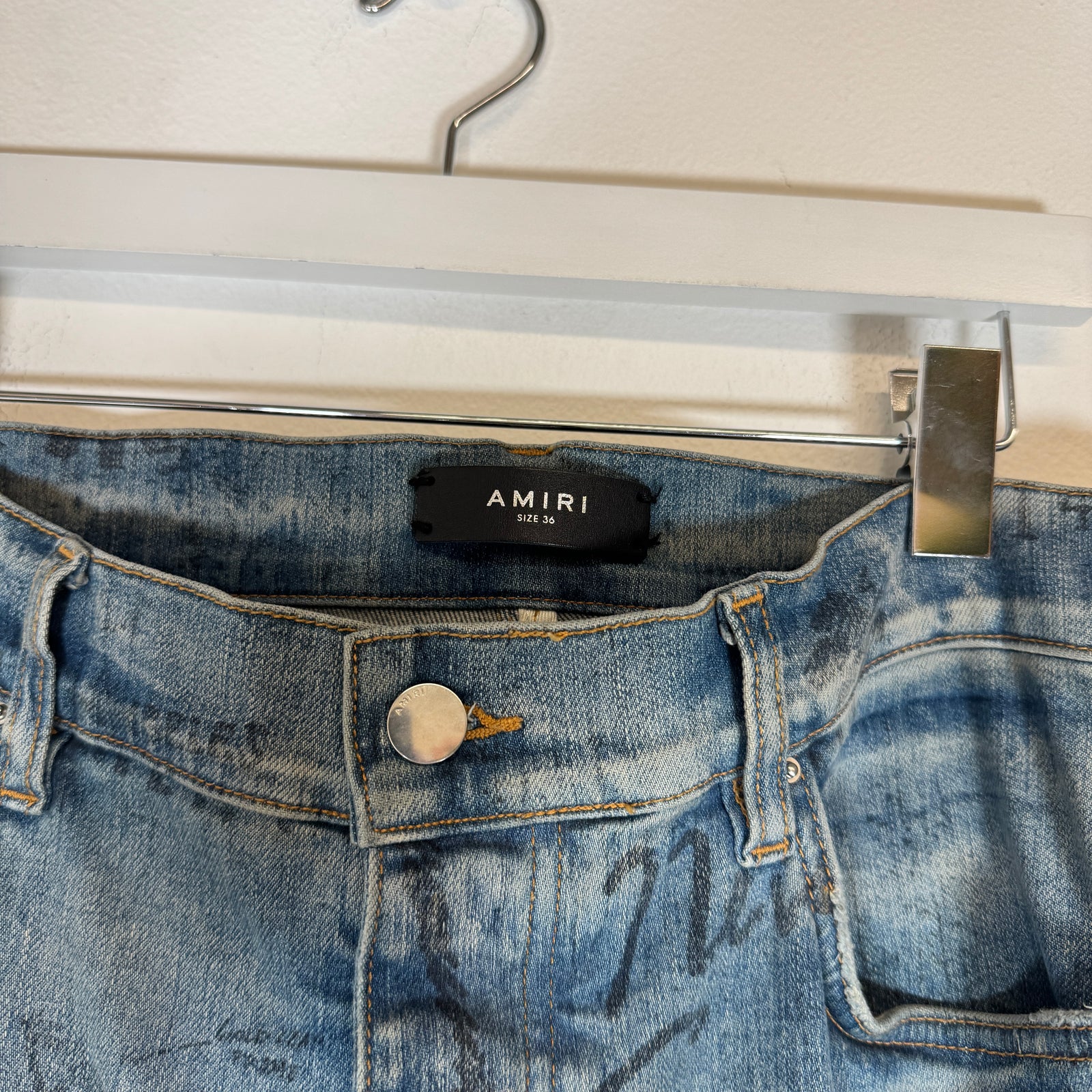 Amiri Lightwash Military Stencil Jeans Size 36