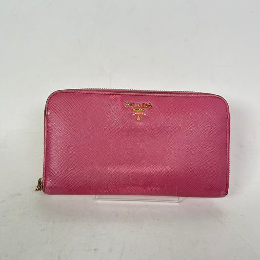 Prada Pink Saffiano Zip-Around Wallet