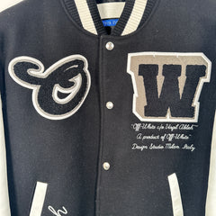 Off-White Black 'OW' Patched Varsity Jacket Size M