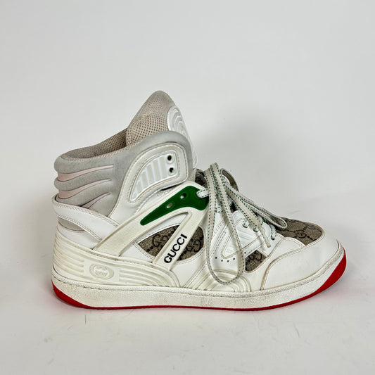 Gucci White/Red Gucci Basket High-Top Sneaker Size GG 8