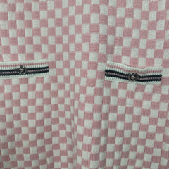 Versace Pink/White Jacquard Knit Check Dress Size 6