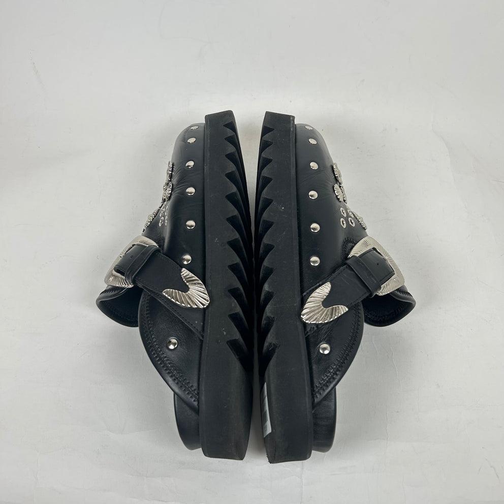 Toga Virilis Black Metal Sabot Loafer Size 43