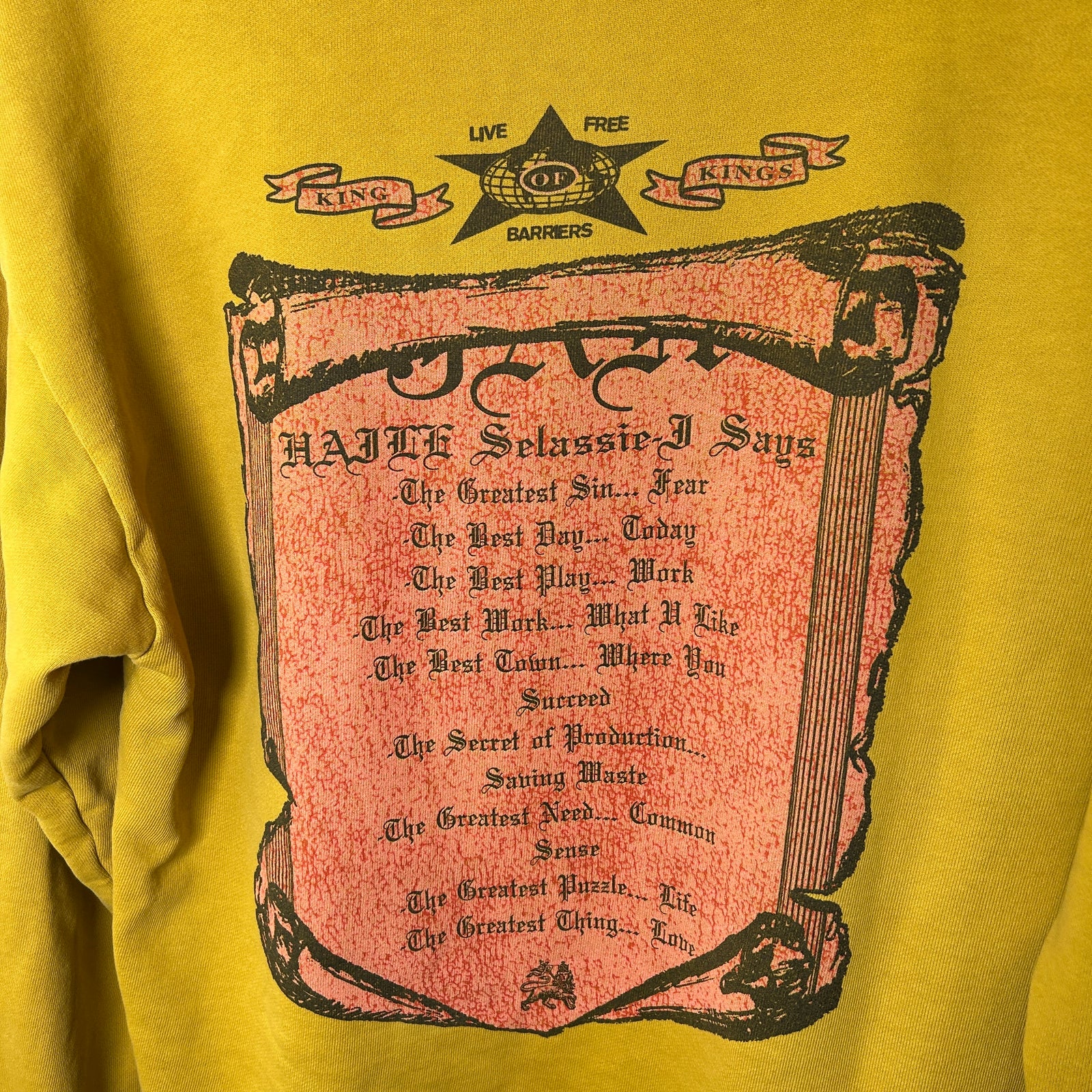 Barriers  'King of Kings' Yellow Graphic Hoodie Size M
