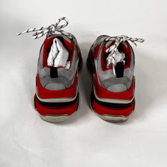 Balenciaga Grey/Red Triple S Sneakers Size 38