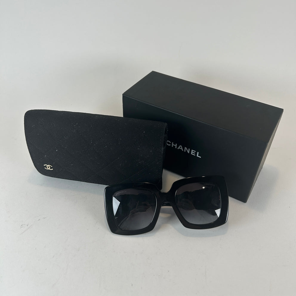 Chanel Square Frame Calfskin Leather Sunglasses
