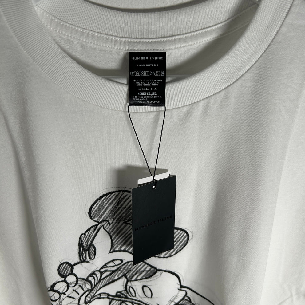 Number (N)ine White Mickey Sketch T-Shirt Size 4