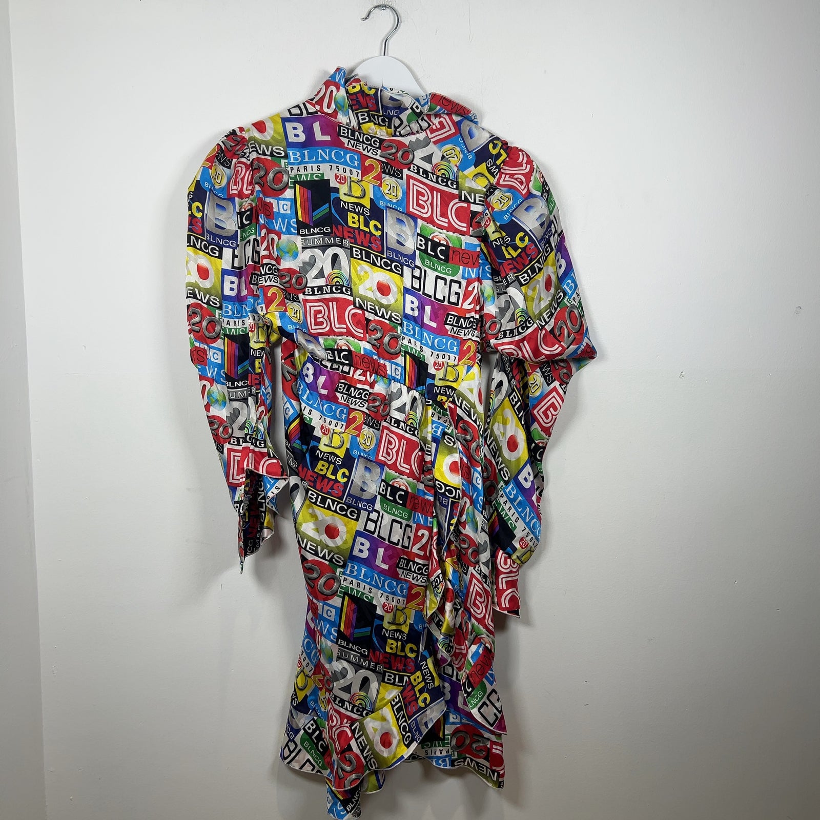 Balenciaga Jacquard Logo Silk Mini Dress