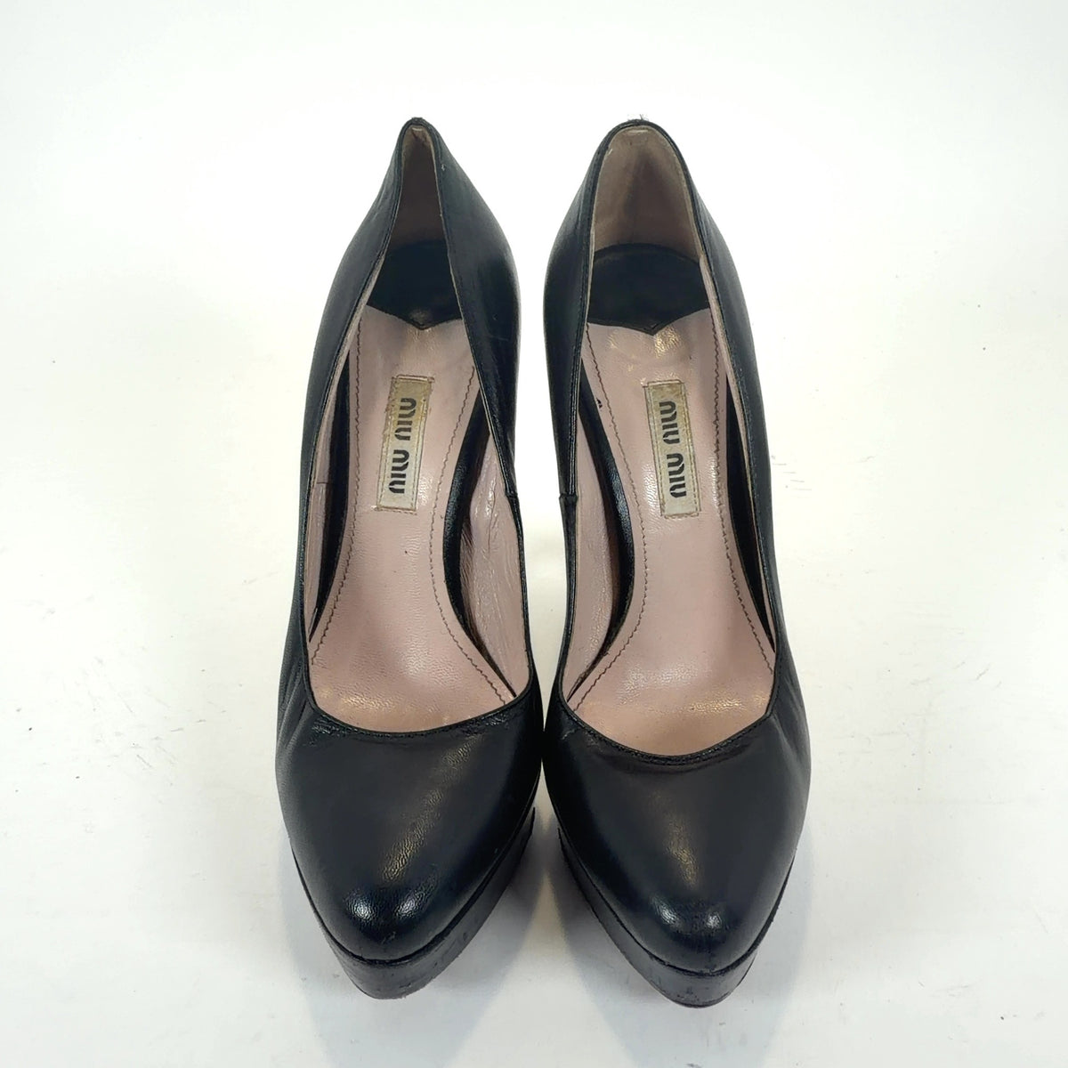 Miu Black Leather Pumps Heels
