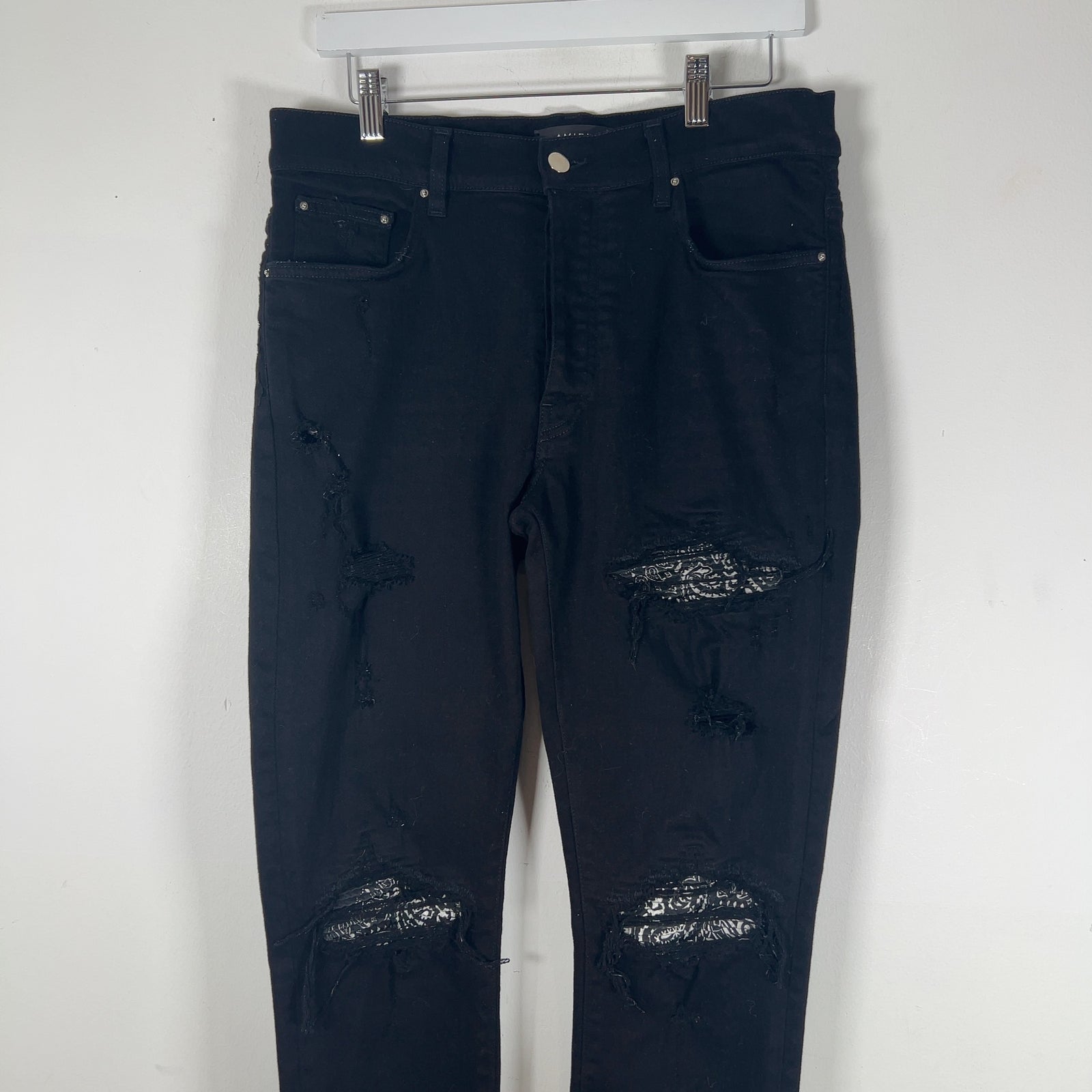 Amiri MX1 White/Black Bandana Jeans