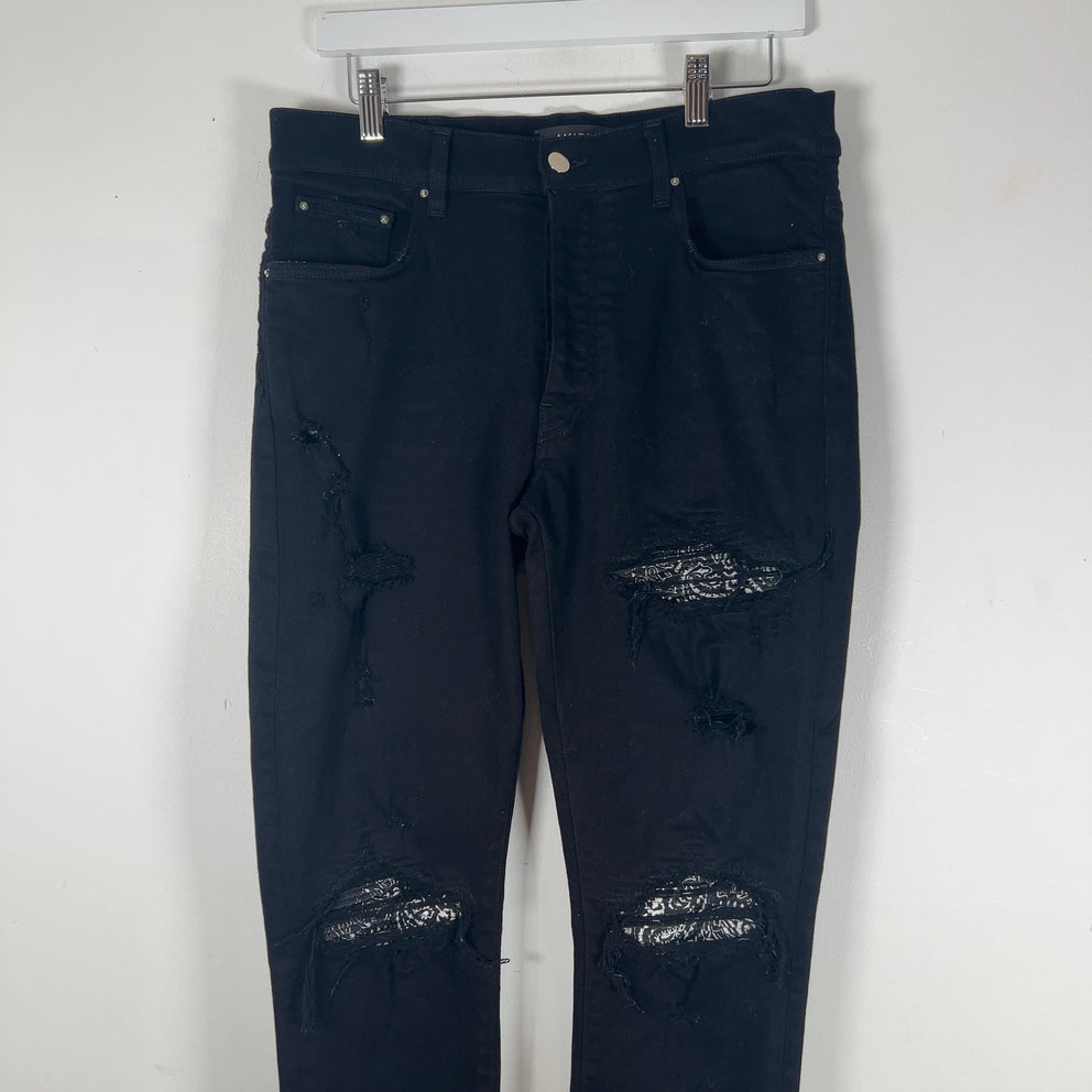 Amiri MX1 White/Black Bandana Jeans