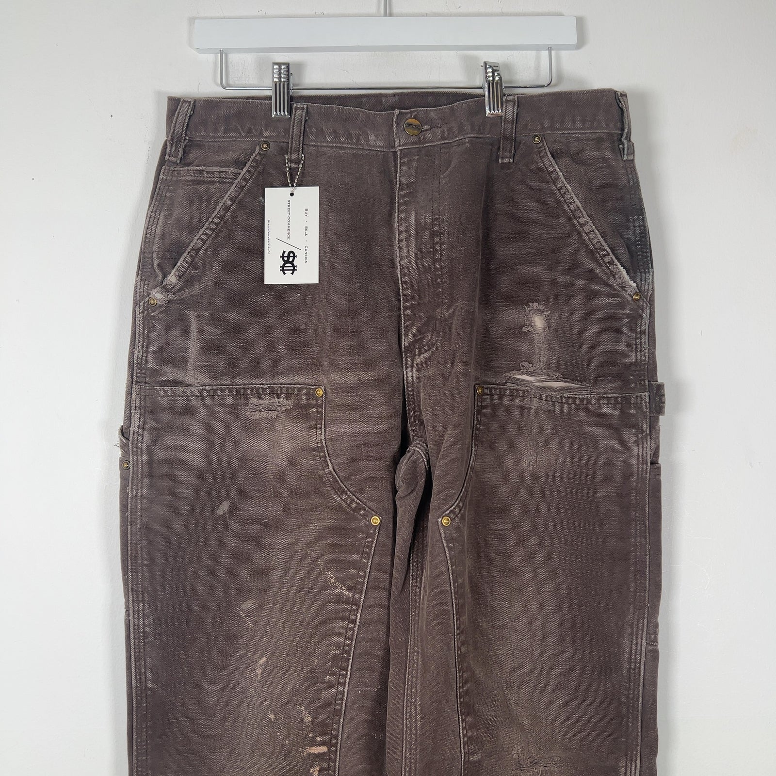 Carhartt Faded Brown Distressed 'Double Knee' Carpenter Pants
