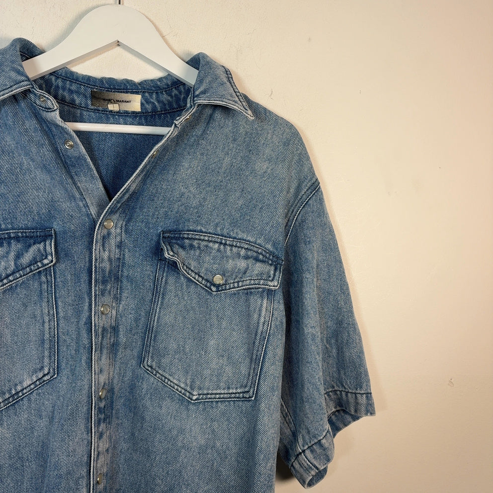 Isabel Marant Pearl Snap Button-Up Denim Shirt