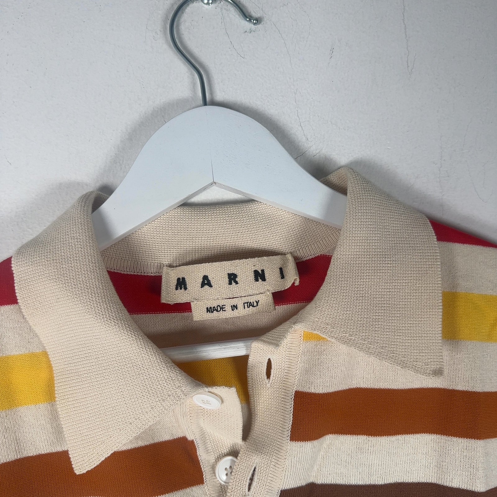 Marni Asymetric Raw Edge Striped Color Polo