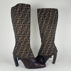 Fendi Logo Monogram Canvas Boots