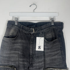 Givenchy Black Wash Cargo Zipper Jeans Size 30