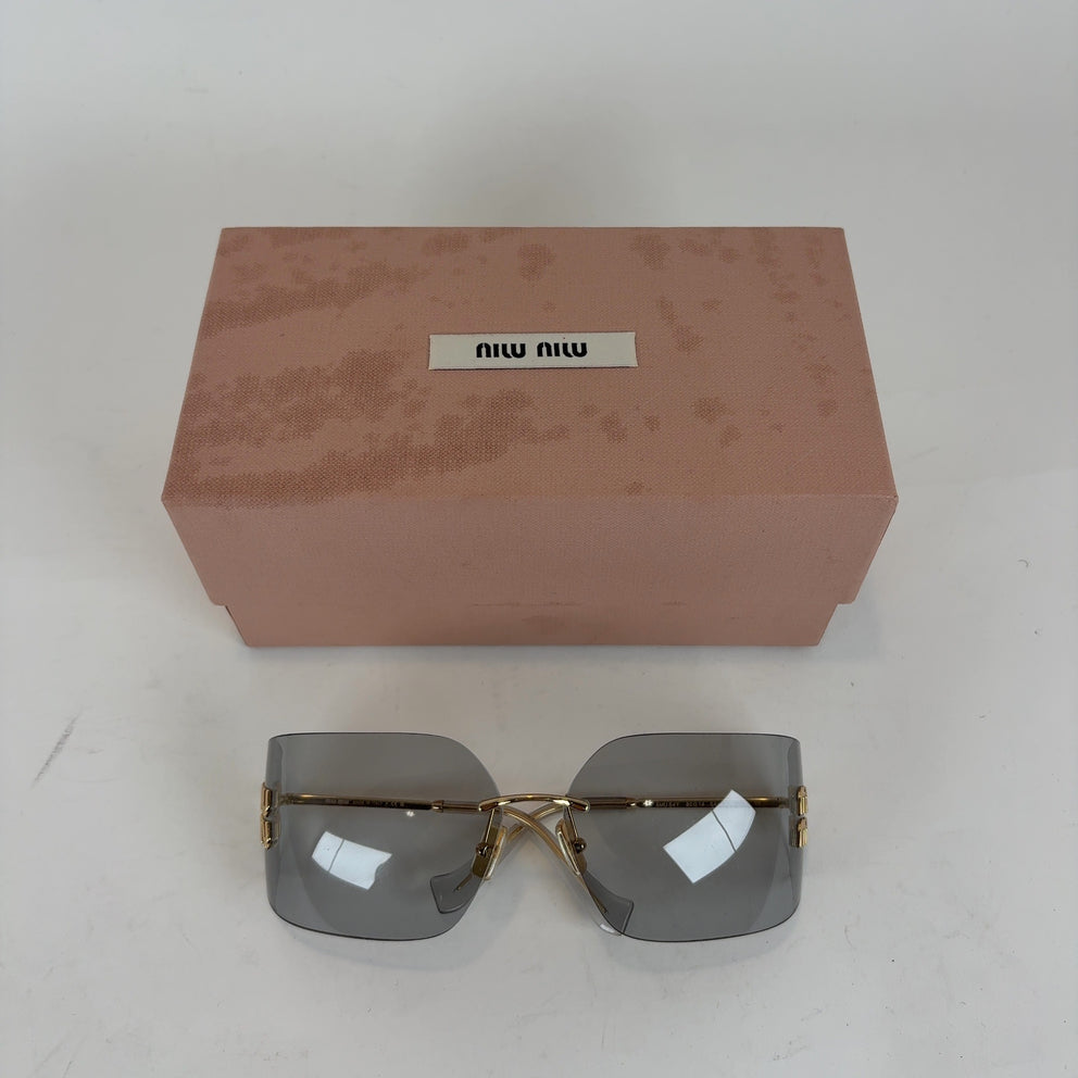 Miu Miu Wraparound Logo Sunglasses
