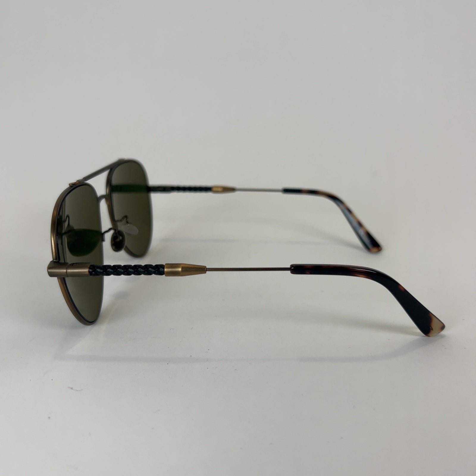 Bottega Veneta Braided Leather Aviator Sunglasses