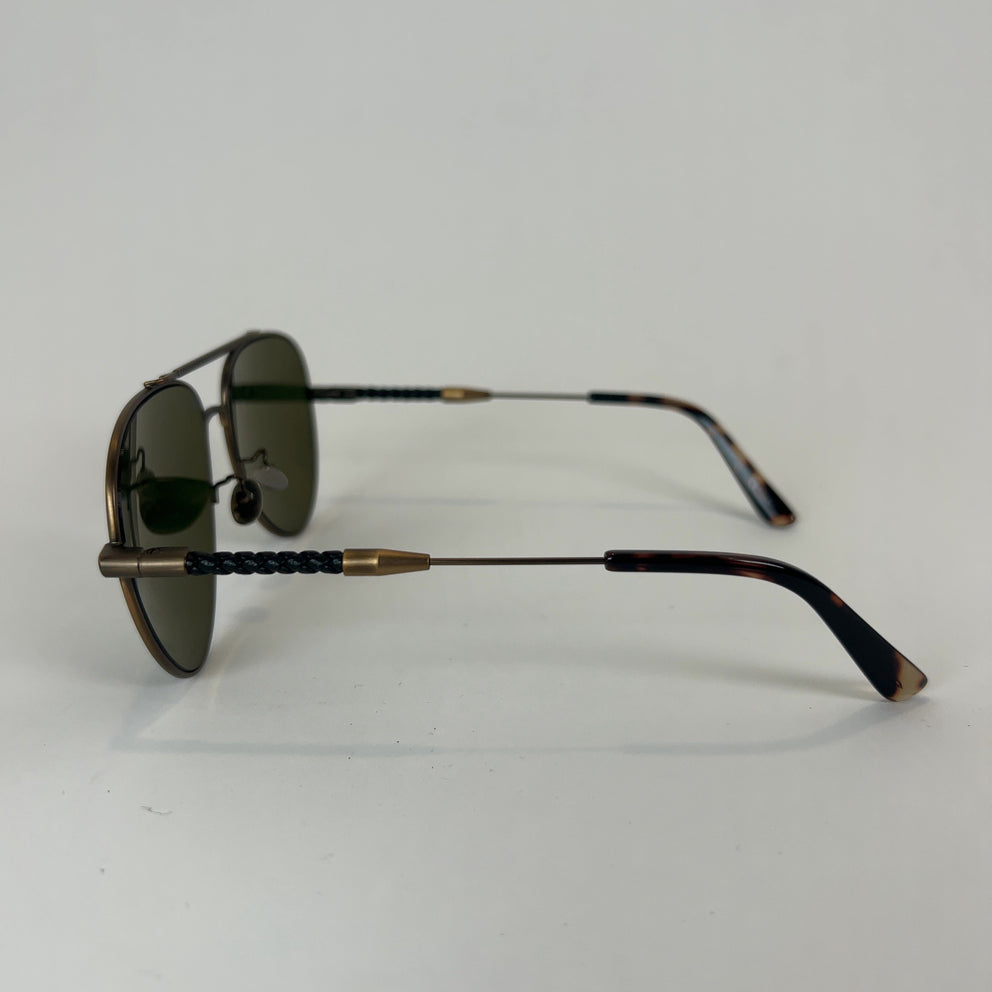 Bottega Veneta Braided Leather Aviator Sunglasses