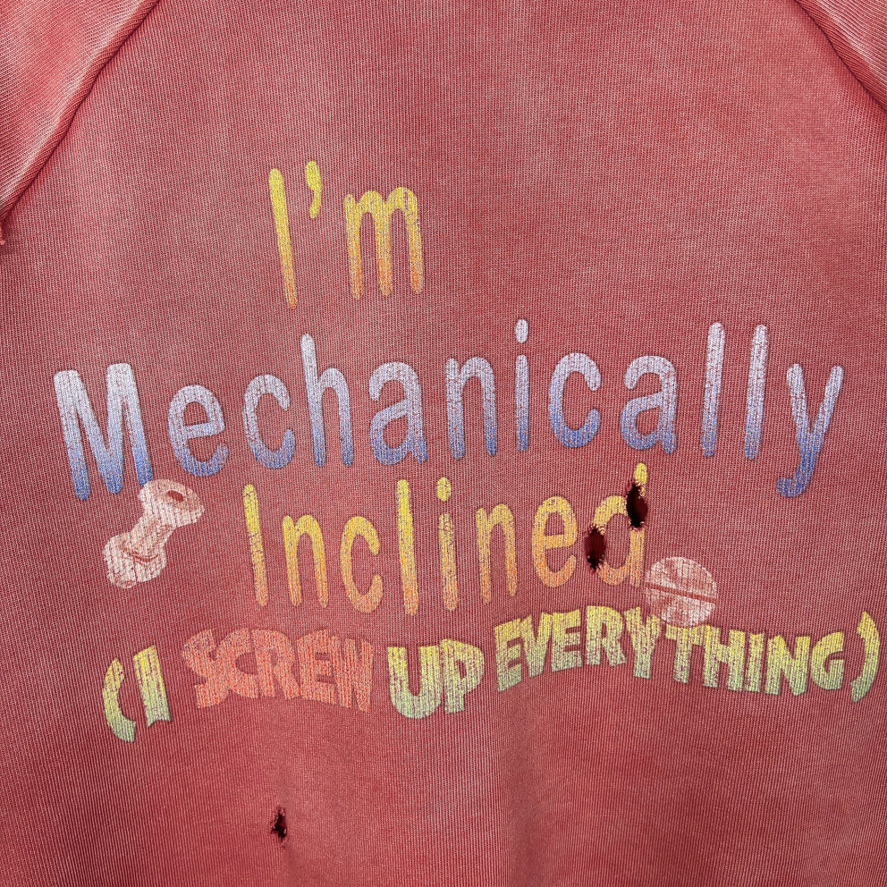 Raspberry Hills x Greedy Unit 'Mechanically Inclined' Graphic Distressed T-Shirt