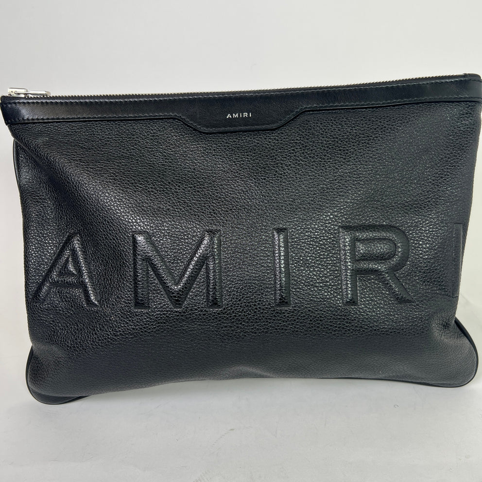 Amiri Pebbled Leather Embossed Pouch