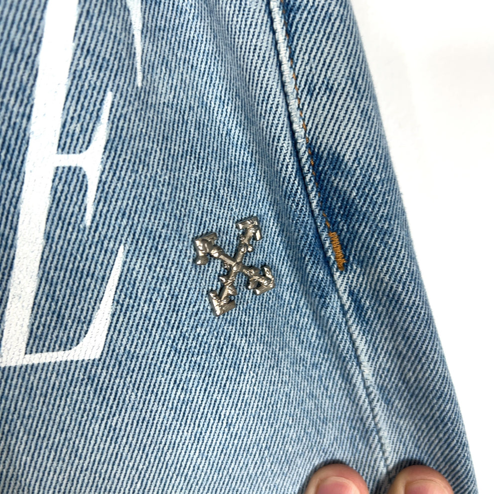Off-White Striped Net Logo Jeans