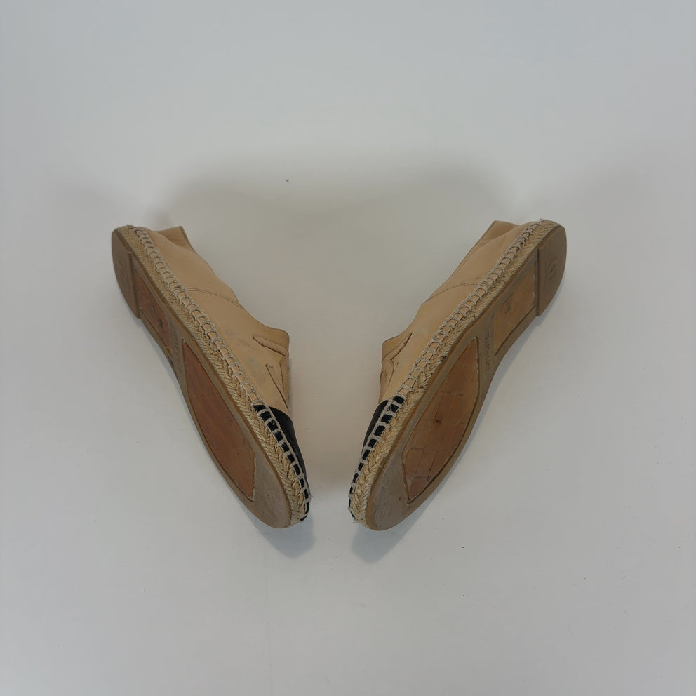 Chanel Leather Logo Espadrilles Flats